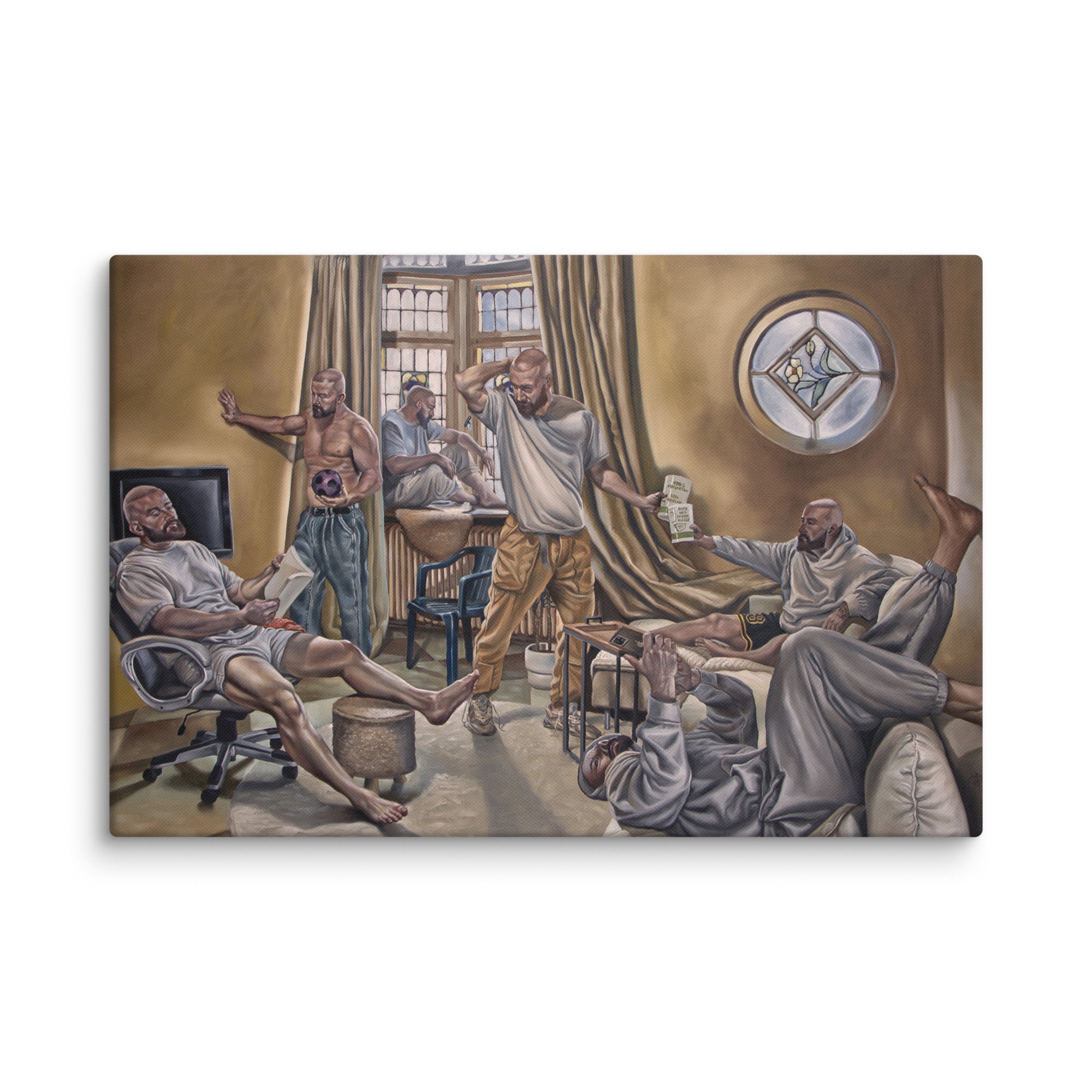 Ein Künstler stellt sich in verschiedenen Situationen da. In einem Bild und in einem Sonntag nachmittag. Contemporaryart vom Künstler Drew Camell aus Frankfurt 