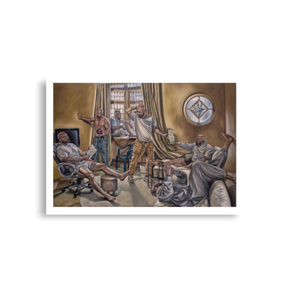 Ein Künstler stellt sich in verschiedenen Situationen da. In einem Bild und in einem Sonntag nachmittag. Contemporary art vom Künstler Drew Camell aus Frankfurt 